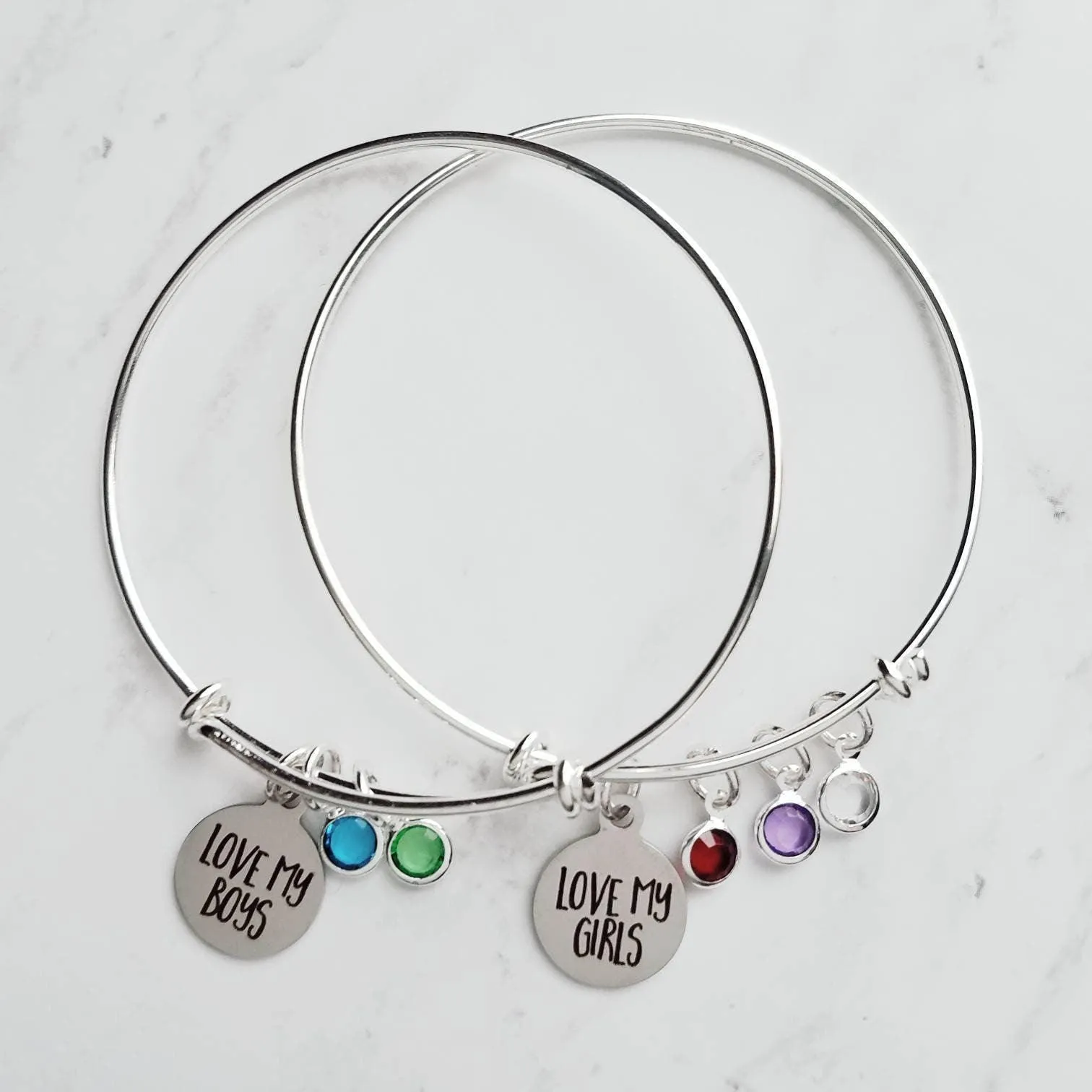 Mother's Bracelet, birthstone bracelet, LOVE my GIRLS BOYS, children bracelet, child charm, family bracelet, grandma nana noni mom bangle