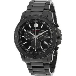 Movado 800 Series Black Stainless Steel Black Dial Chronograph Quartz Watch for Gents - 2600119
