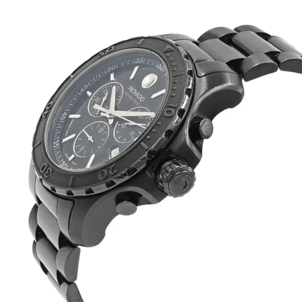 Movado 800 Series Black Stainless Steel Black Dial Chronograph Quartz Watch for Gents - 2600119
