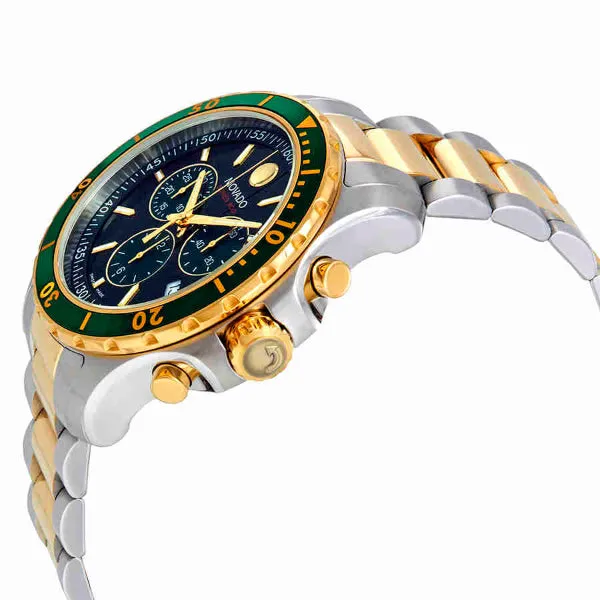 Movado 800 Series Two-Tone Stainless Steel Green Dial Chronograph Quartz Watch for Gents - 2600148