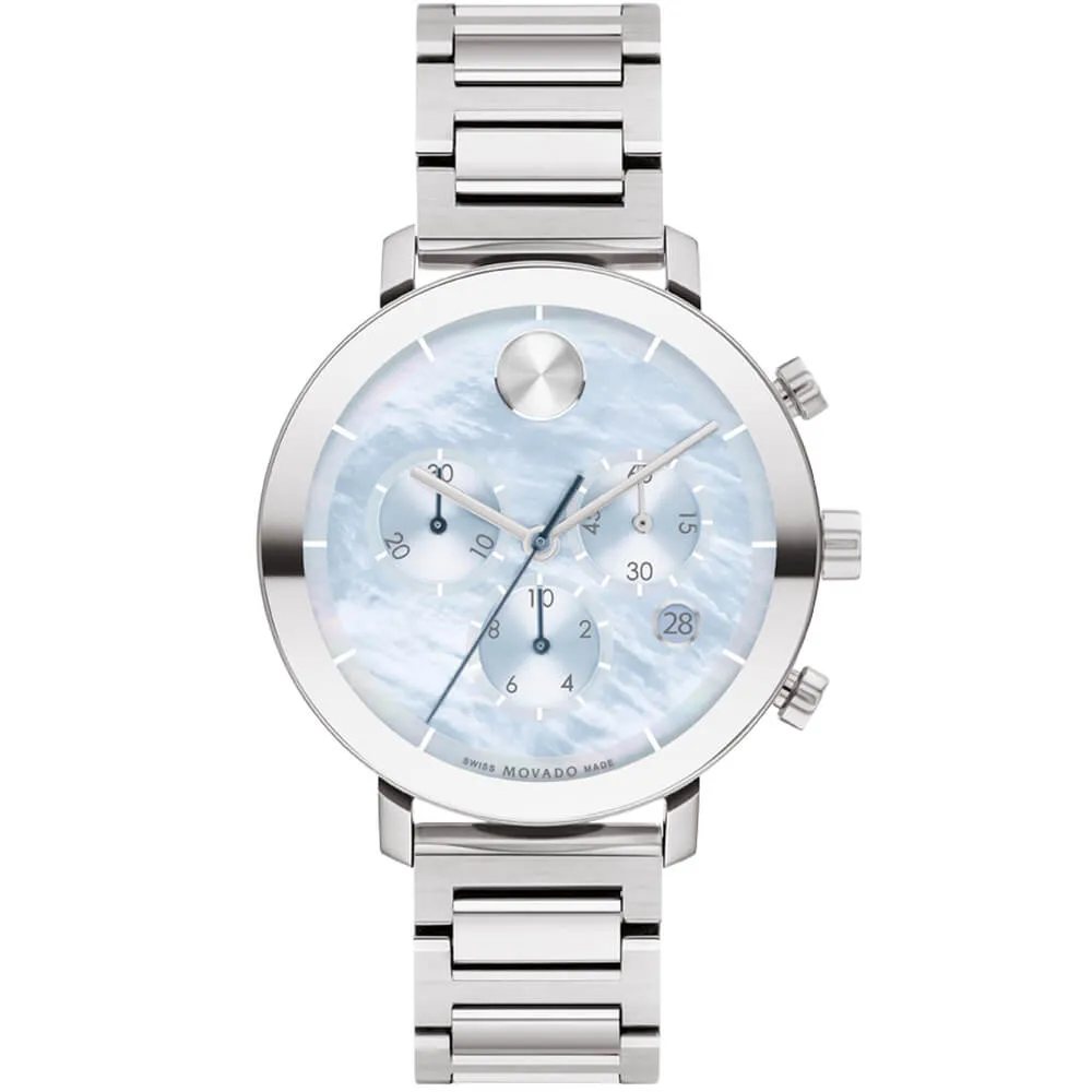 Movado BOLD Evolution 38MM Light Blue MOP Dial Steel Bracelet Women's Watch 3600787