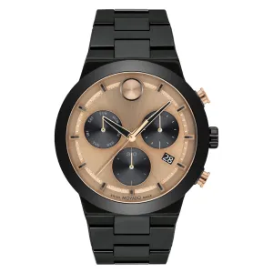 Movado Bold Fusion Mens Black Tone Bronze Dial Watch