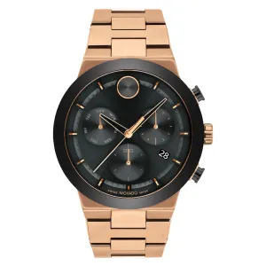 Movado Bold Fusion Mens Chronograph Bronze Tone Black Dial Watch