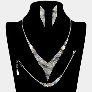 Multi-Color Rhinestone Fringe Prom Jewelry Set | Multi-Color Rhinestone Evening Jewelry |  655664