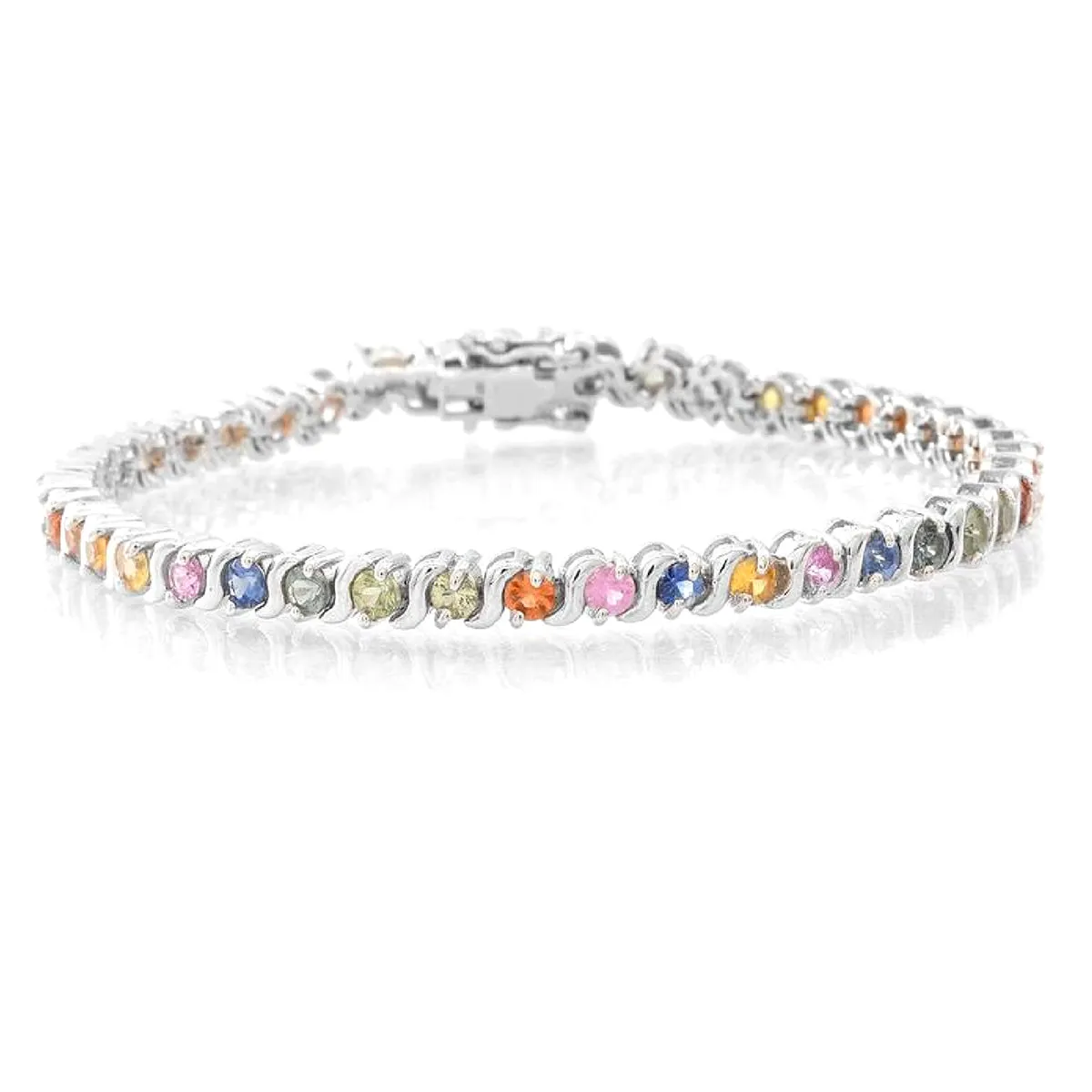 Multi Stone 925 Sterling Silver Tennis Bracelet Jewelry