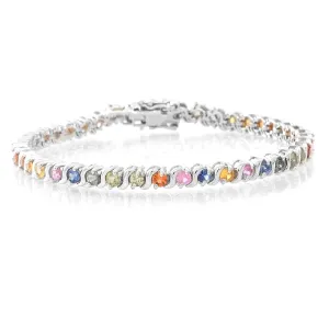 Multi Stone 925 Sterling Silver Tennis Bracelet Jewelry