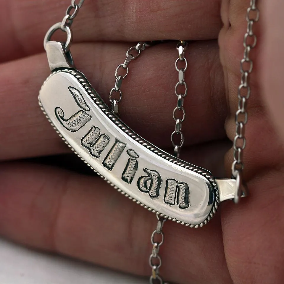 Name bar necklace- custom silver jewelry
