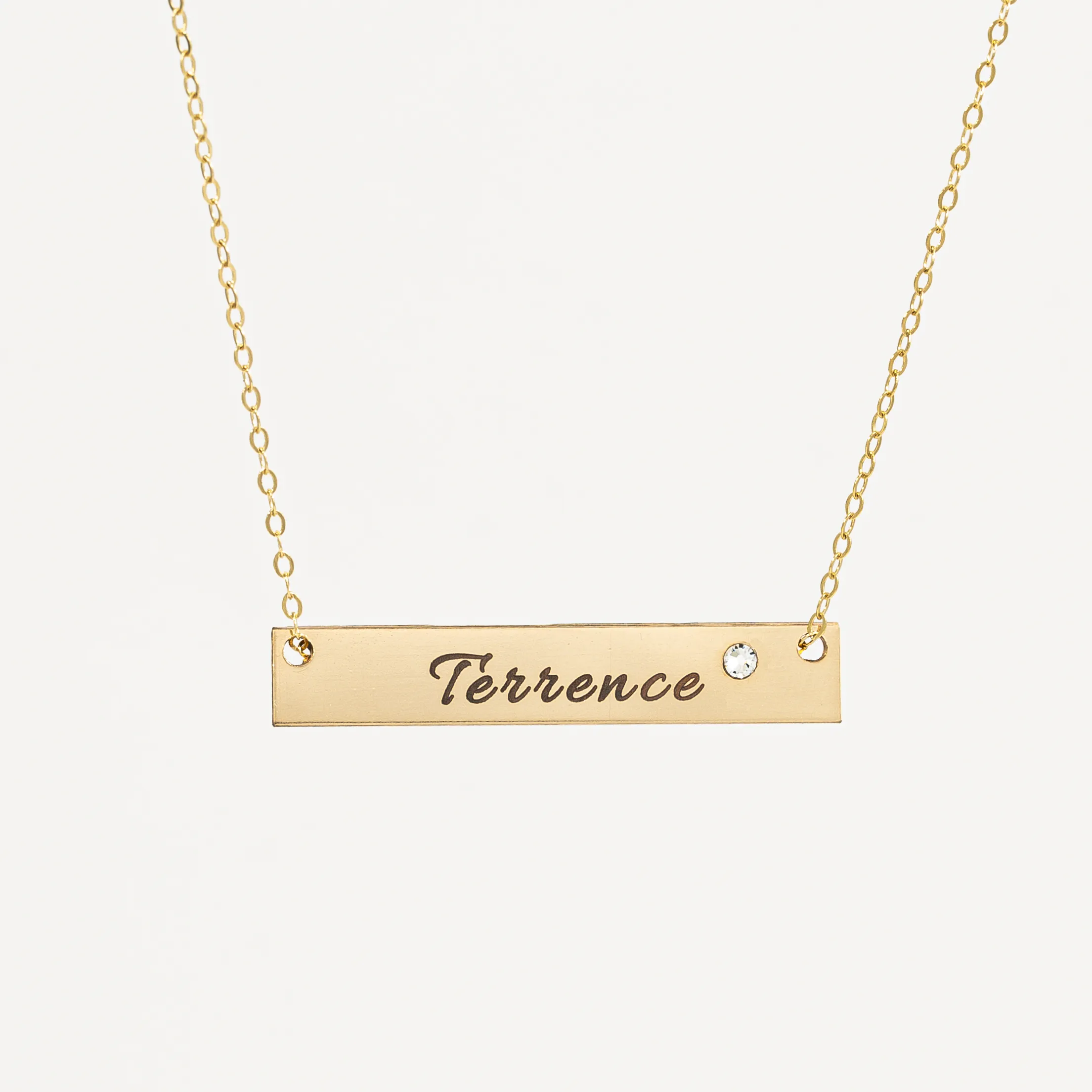 Nameplate Bar with Crystal Necklace, 1.5" Bar