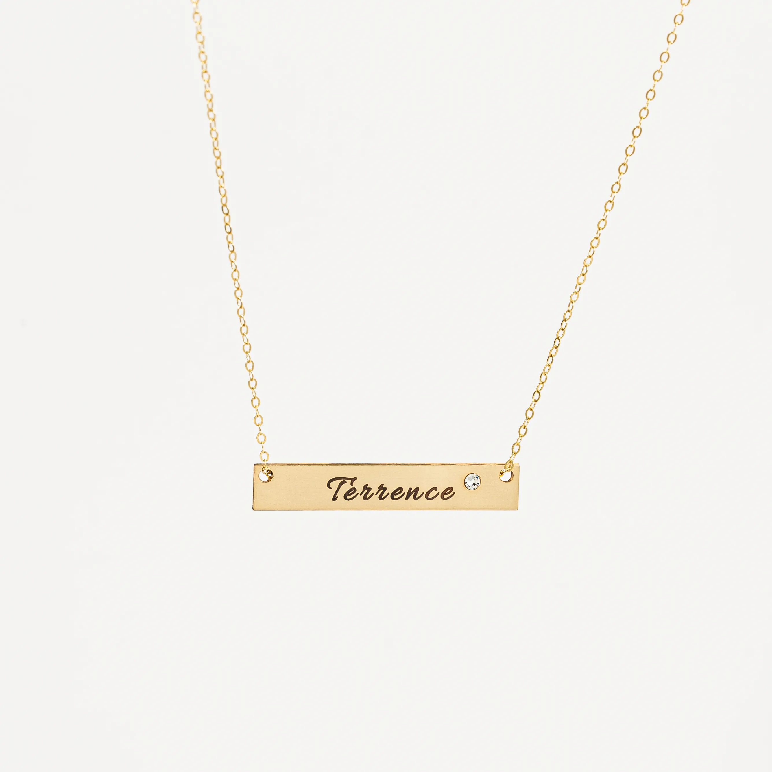Nameplate Bar with Crystal Necklace, 1.5" Bar