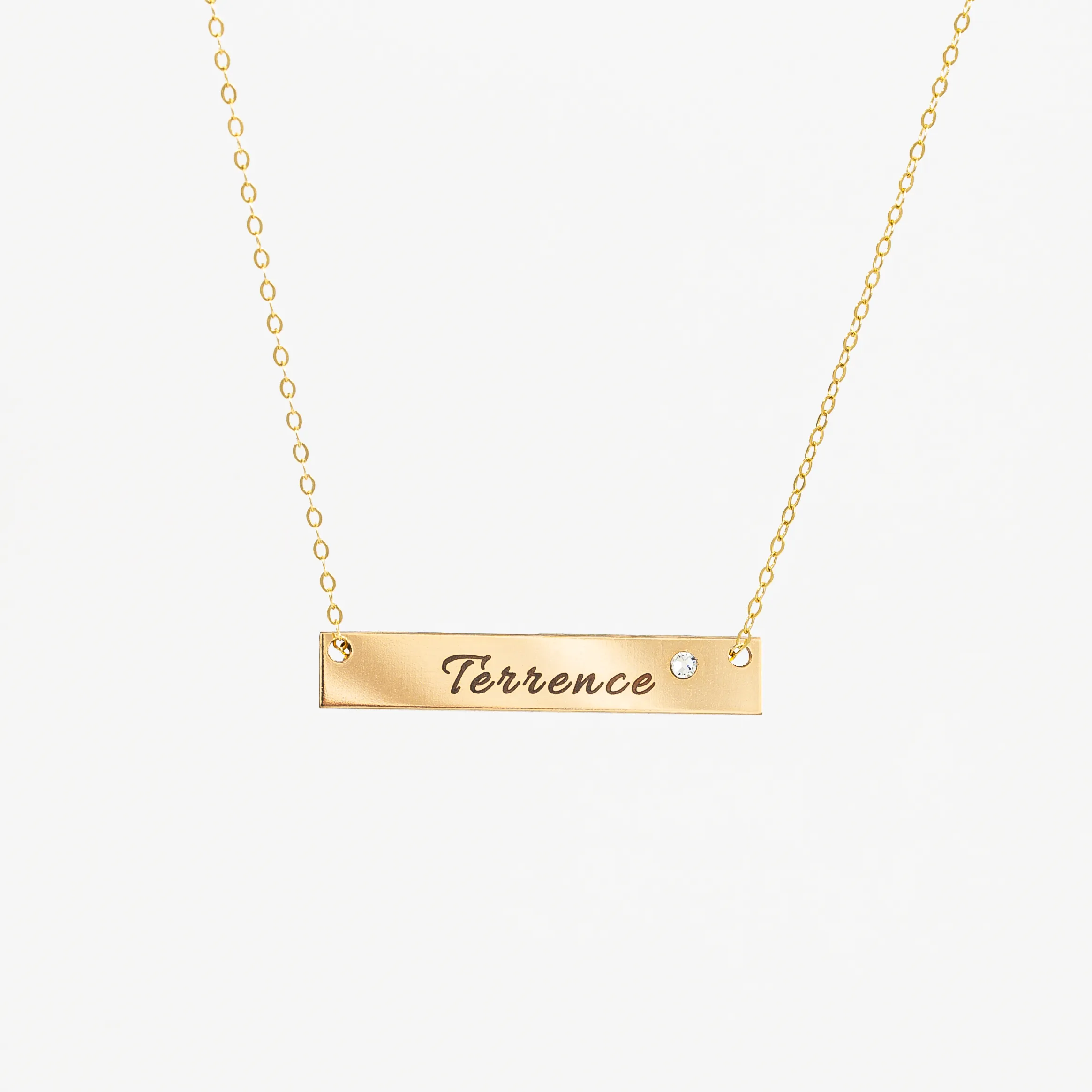 Nameplate Bar with Crystal Necklace, 1.5" Bar