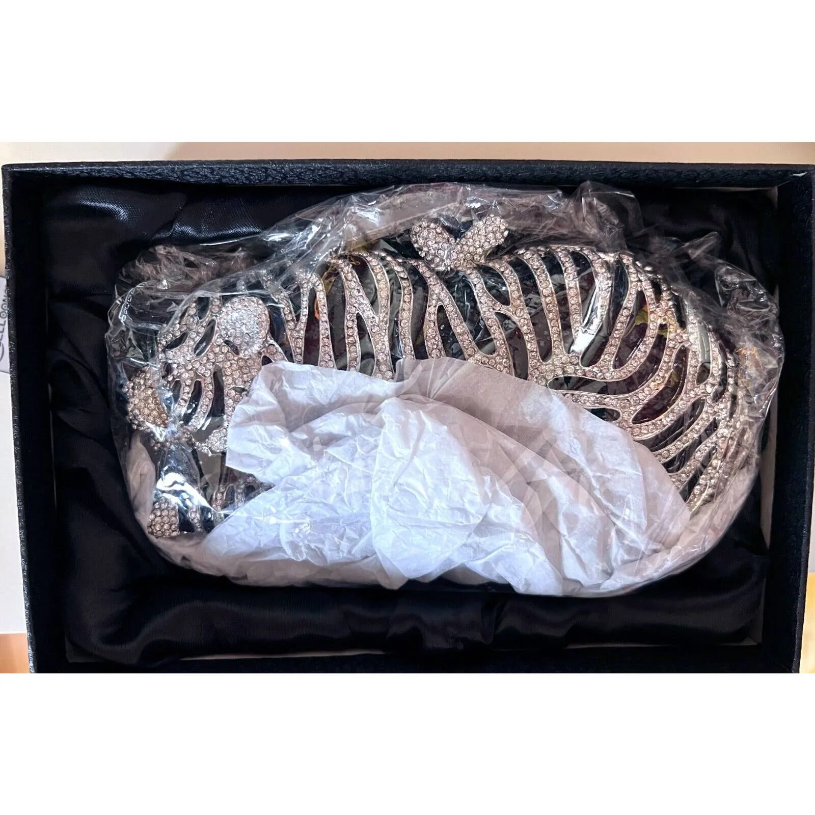 Natasha Tiger Crystal-Embellished Evening Clutch Minaudiere Bag NIB $398  MORE!