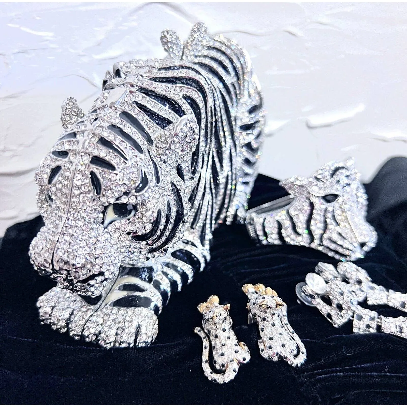 Natasha Tiger Crystal-Embellished Evening Clutch Minaudiere Bag NIB $398  MORE!