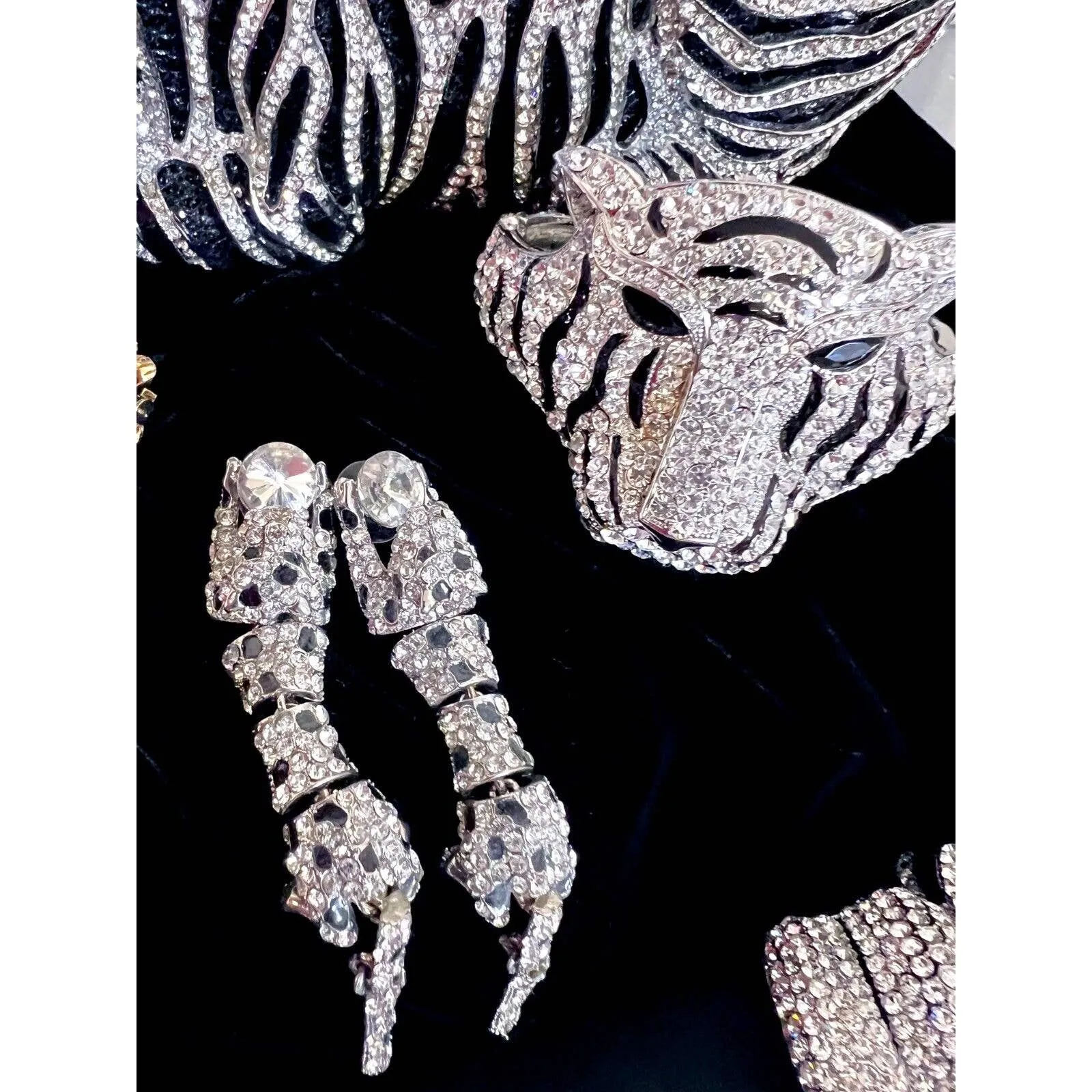 Natasha Tiger Crystal-Embellished Evening Clutch Minaudiere Bag NIB $398  MORE!