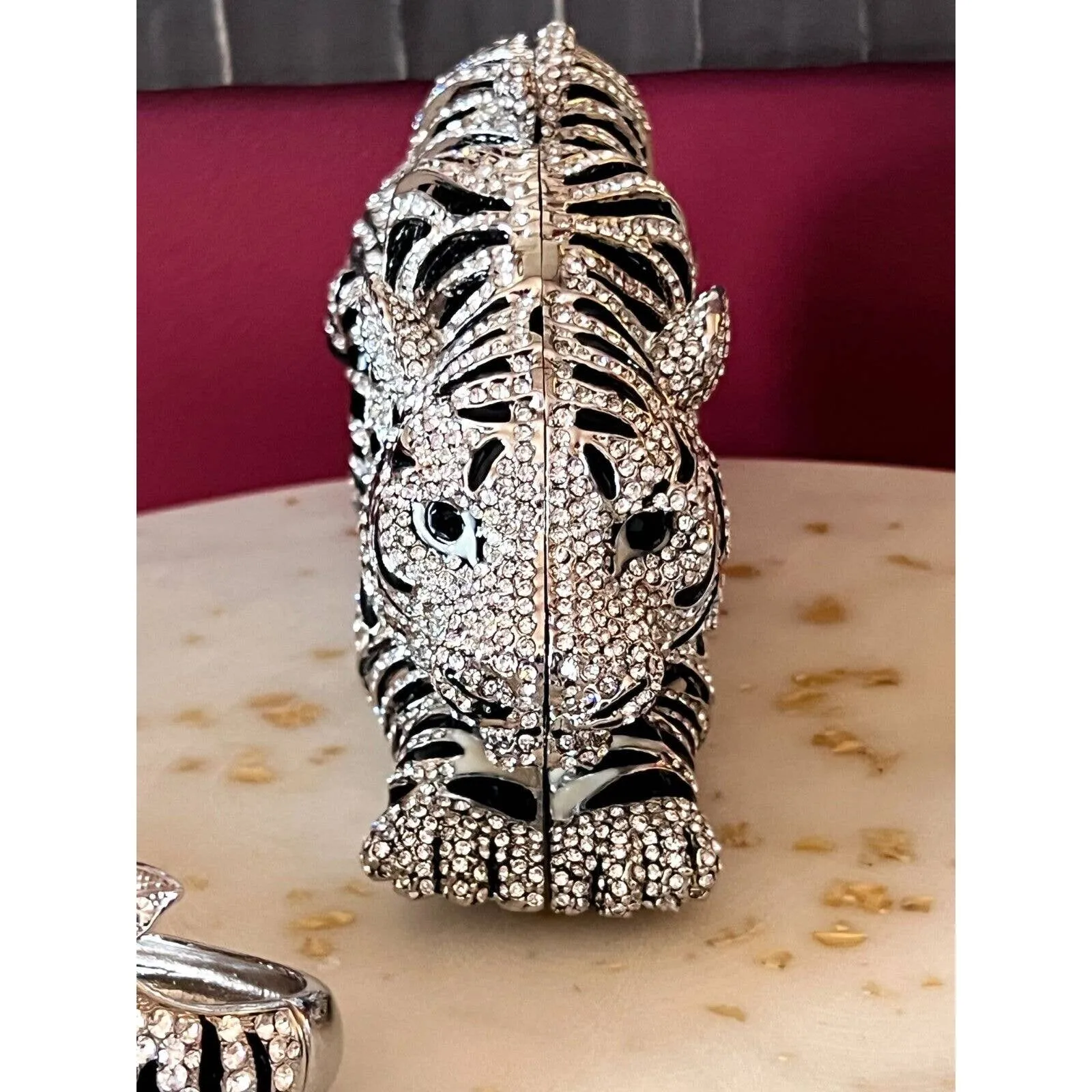 Natasha Tiger Crystal-Embellished Evening Clutch Minaudiere Bag NIB $398  MORE!