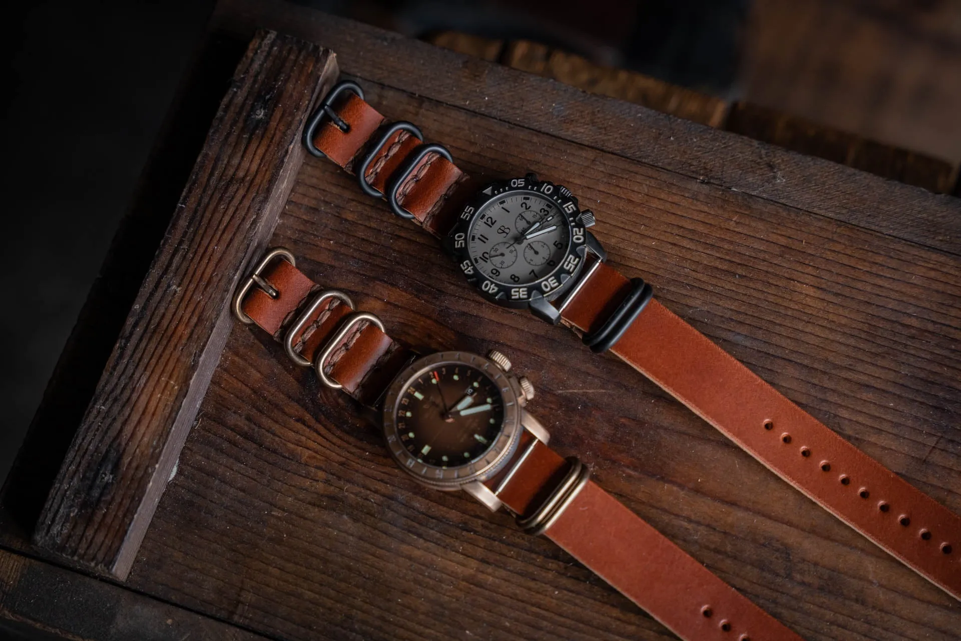 N.A.T.O. Leather Watch Strap Brown