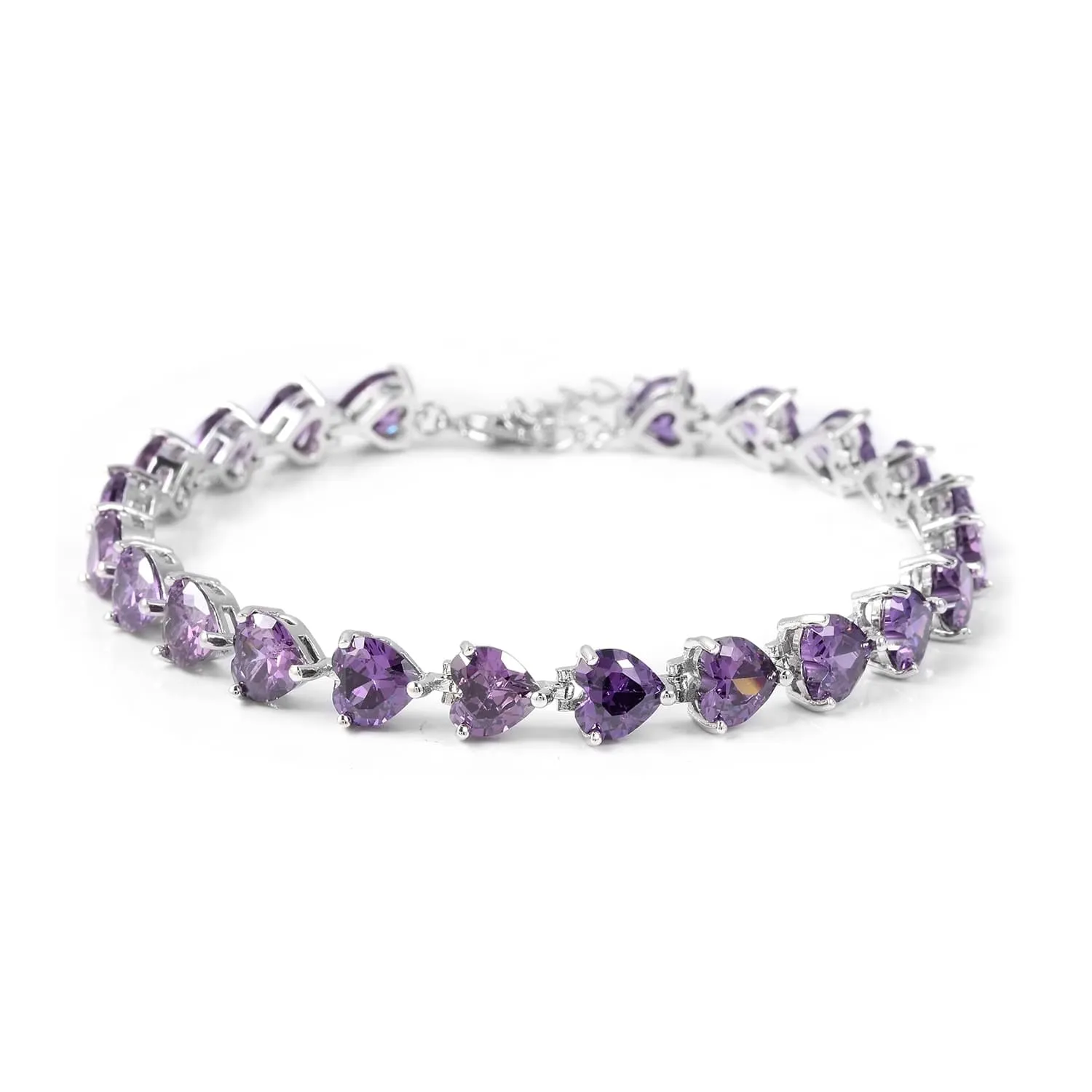 Natural Amethyst 925 Sterling Silver Tennis Bracelet Jewelry