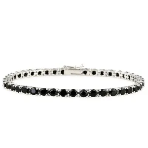 Natural Black Spinel 925 Sterling Silver Tennis Bracelet Jewelry