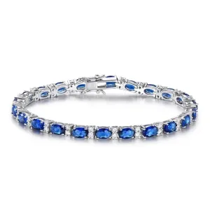 Natural Blue Cz 925 Sterling Silver Tennis Bracelet Jewelry