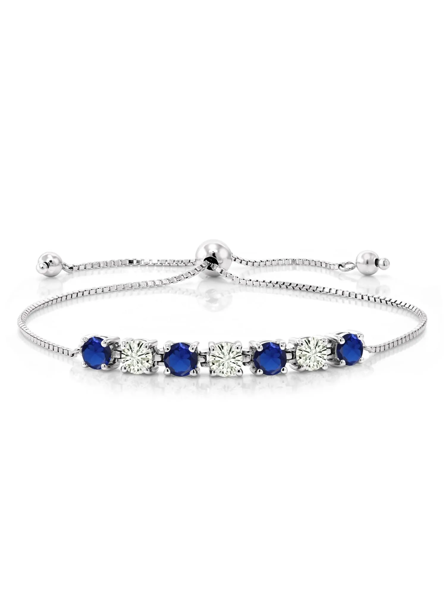 Natural Blue Sapphire 925 Sterling Silver Tennis Bracelet Jewelry