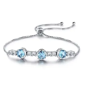 Natural Blue Topaz 925 Sterling Silver Tennis Bracelet Jewelry