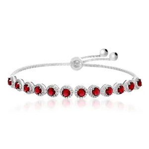 Natural Garnet 925 Sterling Silver Tennis Bracelet Jewelry