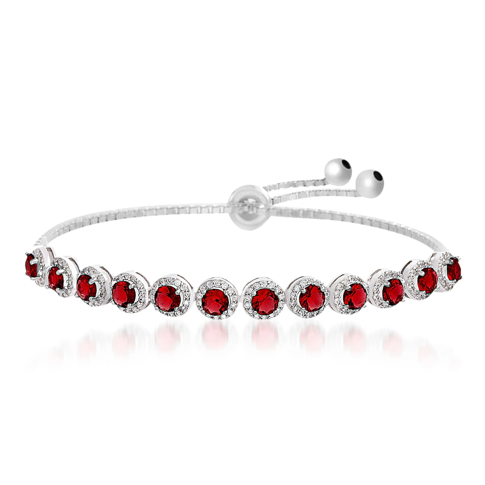 Natural Garnet 925 Sterling Silver Tennis Bracelet Jewelry
