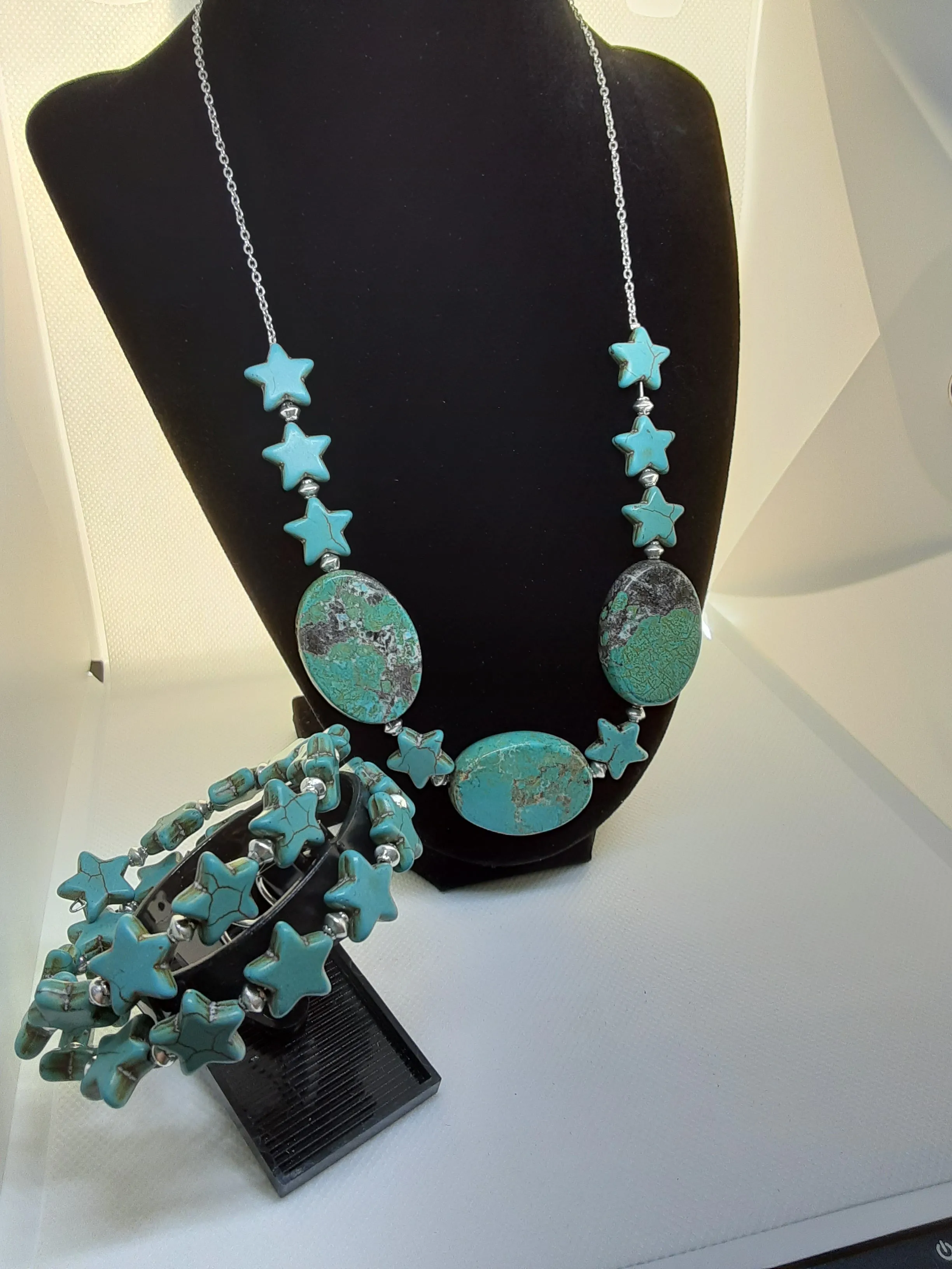 NB #16 Seeing Stars?  Turquoise Necklace and Bracelet Set
