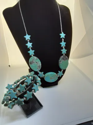 NB #16 Seeing Stars?  Turquoise Necklace and Bracelet Set
