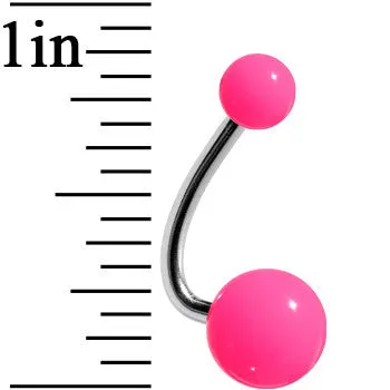 Neon Pink Petunia Acrylic J-Bar Belly Ring