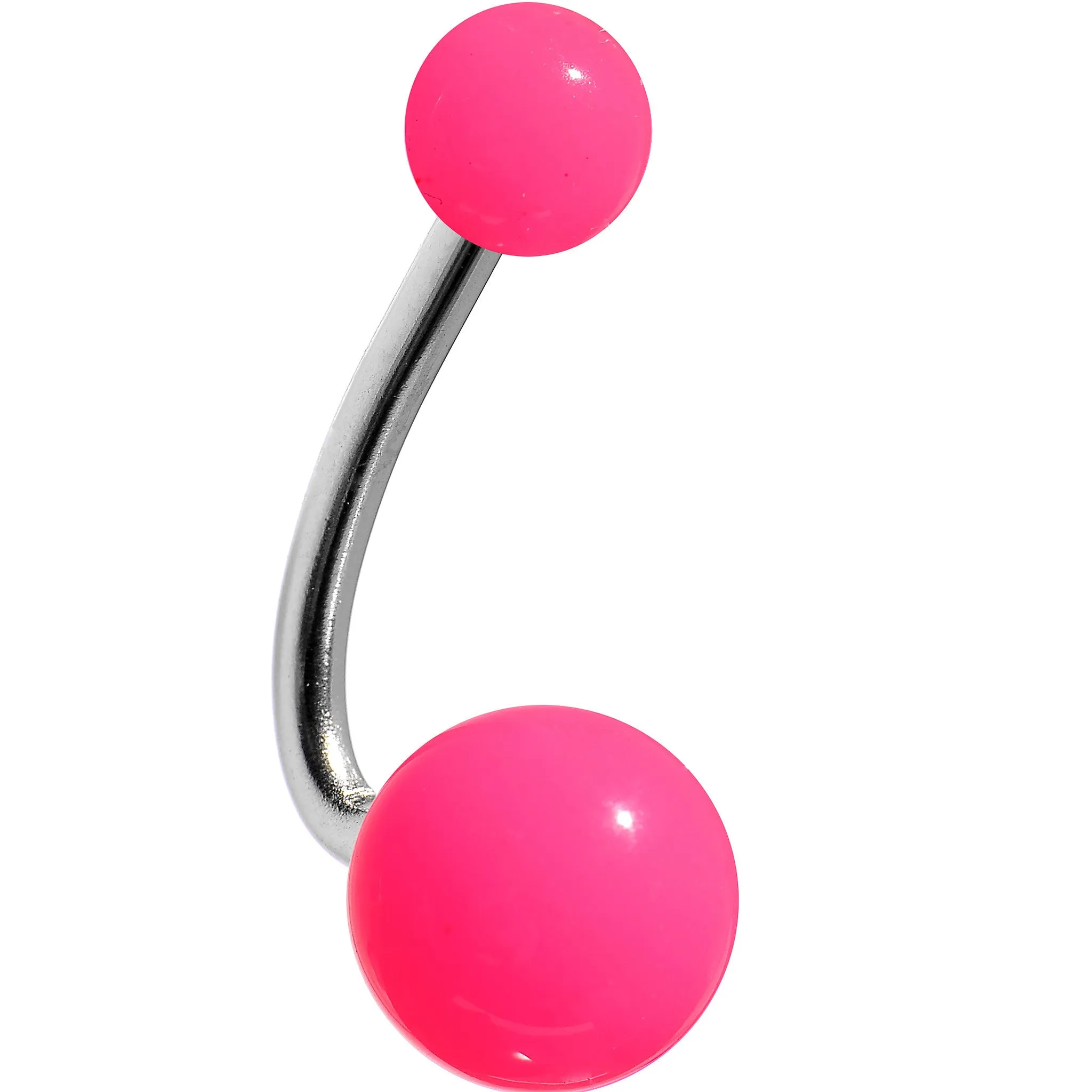 Neon Pink Petunia Acrylic J-Bar Belly Ring