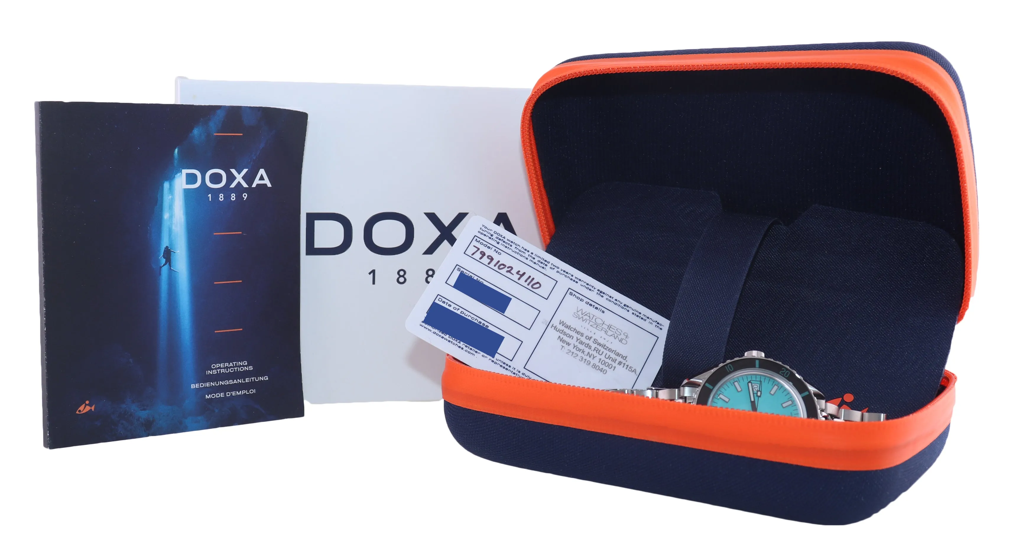 NEW 2021 Doxa Sub 200 Aquamarine Teal 799.10.241.10 Steel 42mm Date Dive Watch
