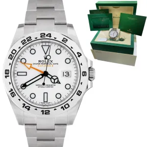NEW 2021 Rolex Explorer II 42mm White Orange Steel GMT Date Watch 216570