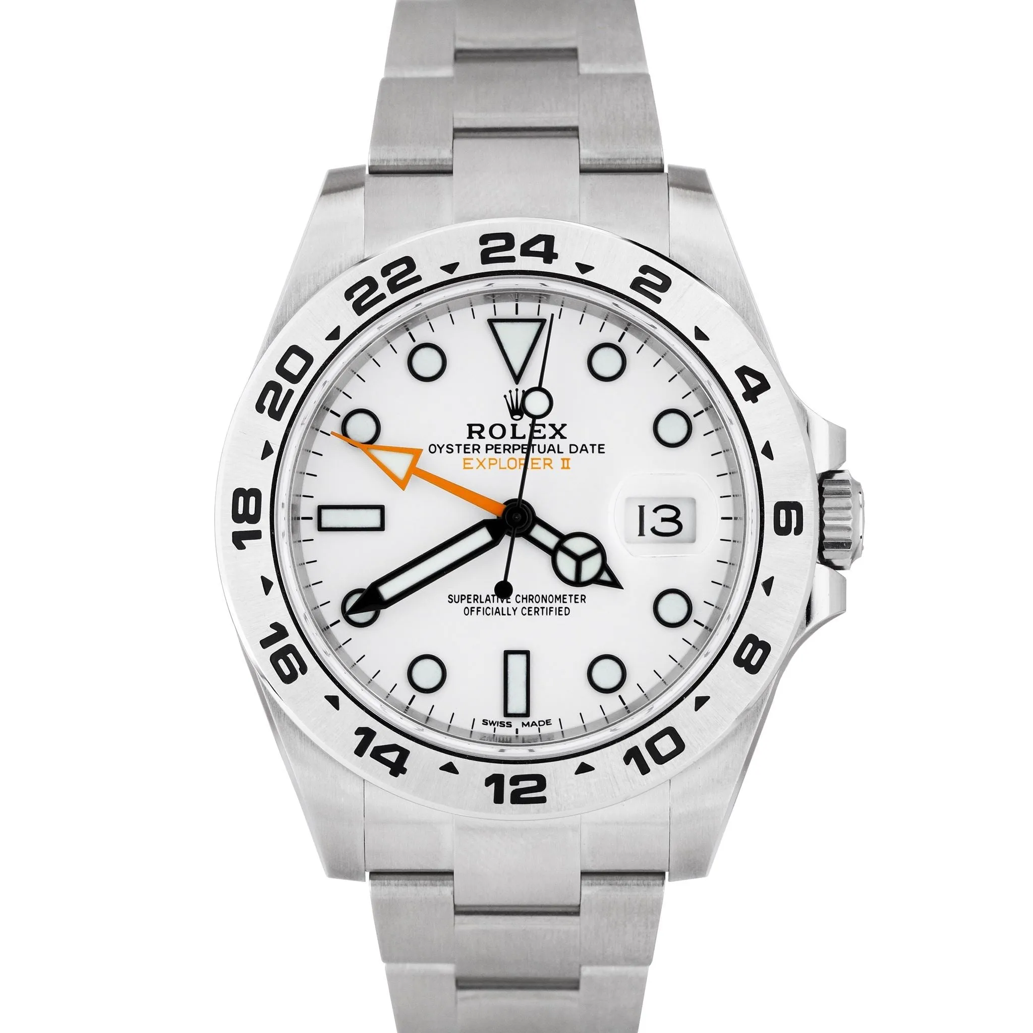 NEW 2021 Rolex Explorer II 42mm White Orange Steel GMT Date Watch 216570