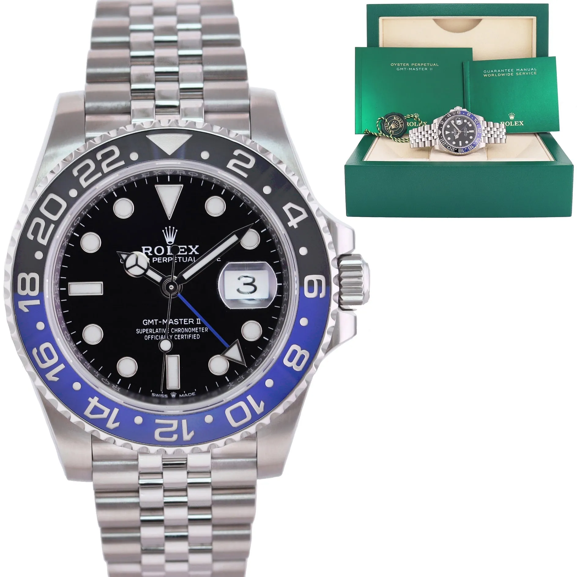 NEW 2022 Rolex GMT Master Batman Blue Jubilee Ceramic 126710BLNR Watch Box
