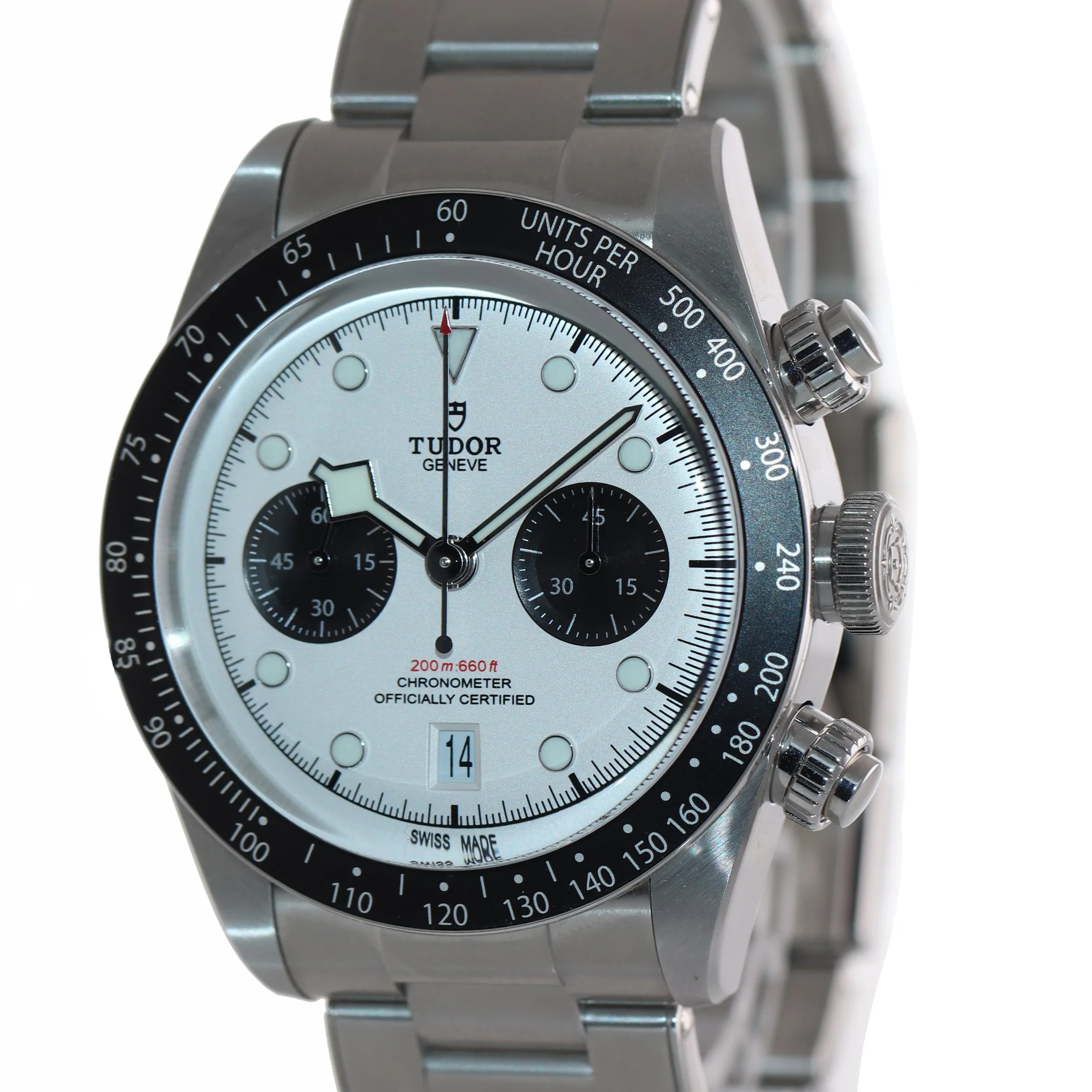 NEW APRIL 2021 Tudor Black Bay Chrono Panda Steel 41mm White Date Watch 79360