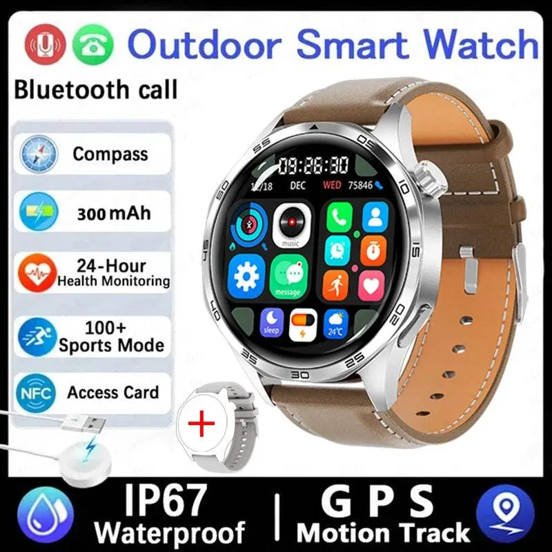 New GPS Smart Watch Men For Huawei Watch GT5 Pro 360*360 HD Screen Bluetooth Call NFC IP68 Waterproof Heart rate Smartwatch