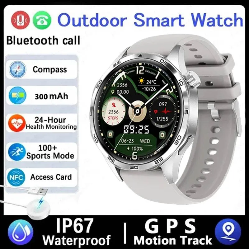 New GPS Smart Watch Men For Huawei Watch GT5 Pro 360*360 HD Screen Bluetooth Call NFC IP68 Waterproof Heart rate Smartwatch