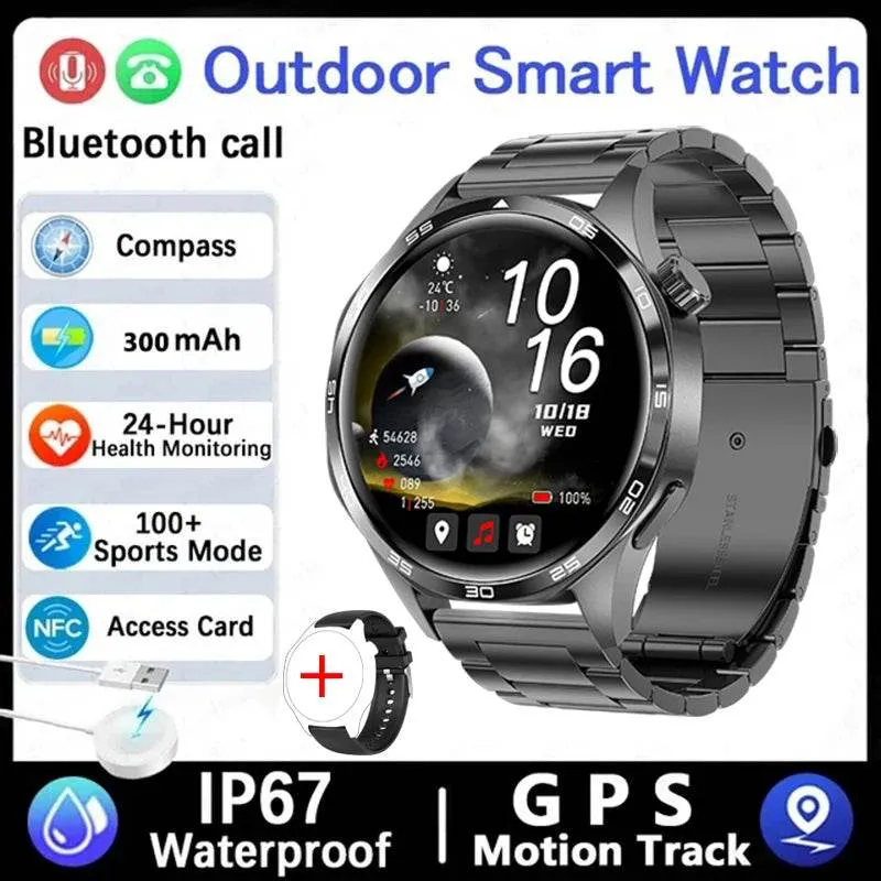 New GPS Smart Watch Men For Huawei Watch GT5 Pro 360*360 HD Screen Bluetooth Call NFC IP68 Waterproof Heart rate Smartwatch