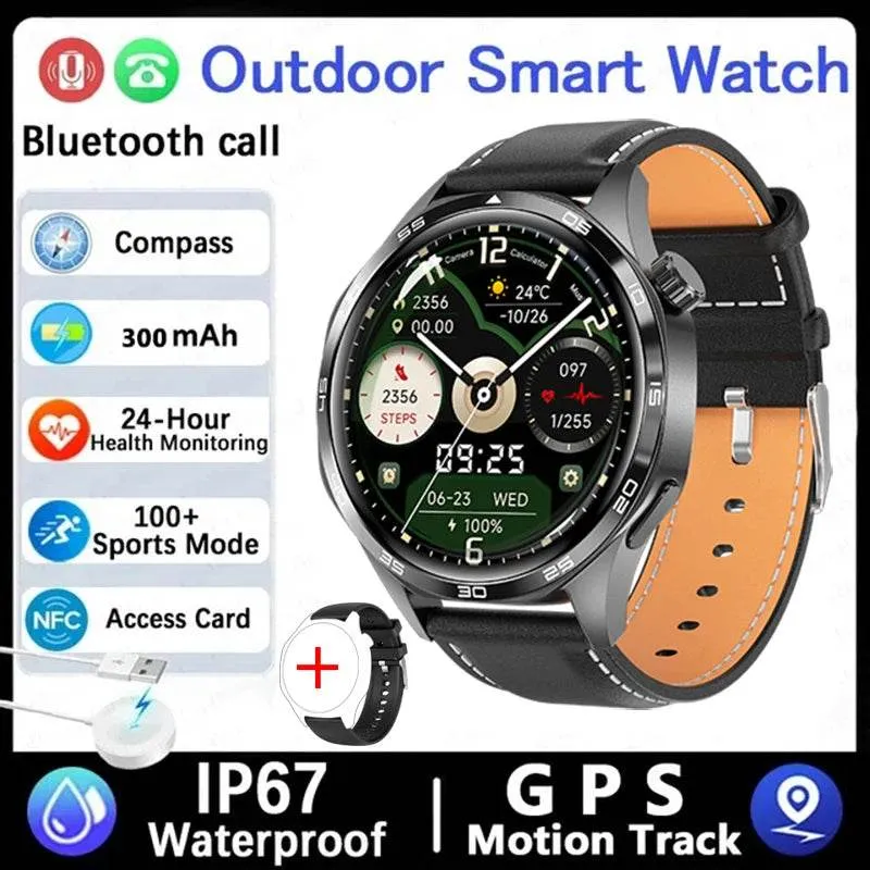 New GPS Smart Watch Men For Huawei Watch GT5 Pro 360*360 HD Screen Bluetooth Call NFC IP68 Waterproof Heart rate Smartwatch
