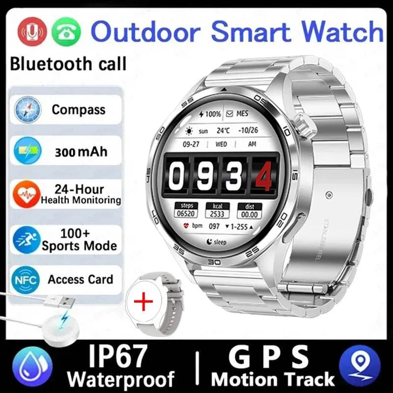 New GPS Smart Watch Men For Huawei Watch GT5 Pro 360*360 HD Screen Bluetooth Call NFC IP68 Waterproof Heart rate Smartwatch