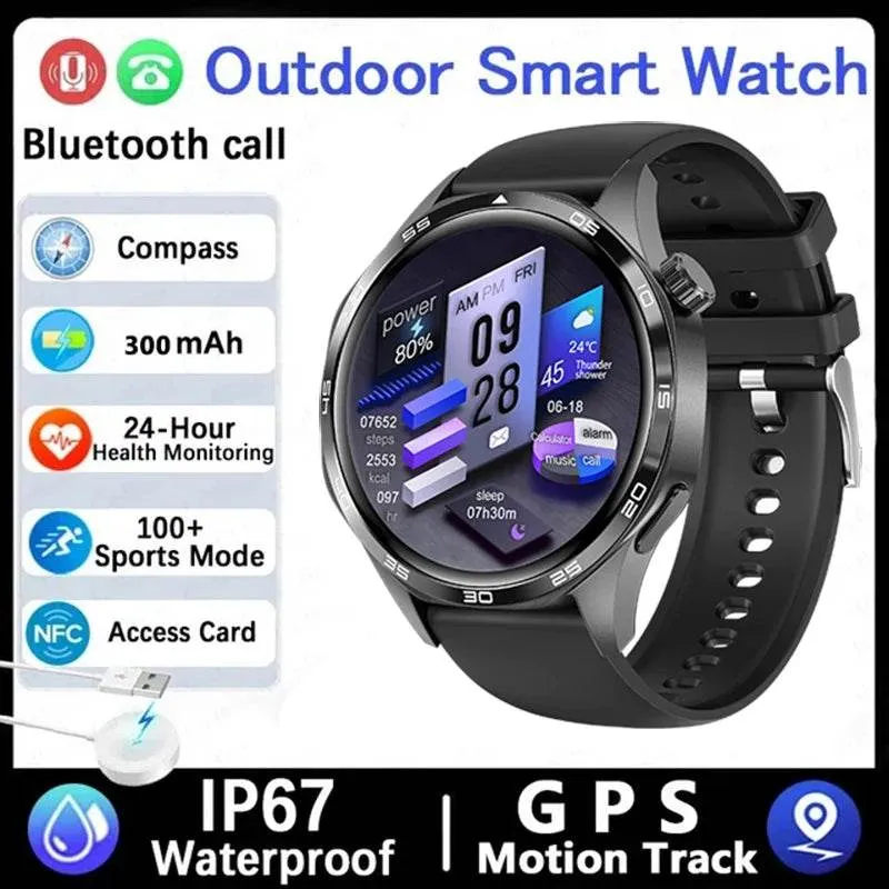 New GPS Smart Watch Men For Huawei Watch GT5 Pro 360*360 HD Screen Bluetooth Call NFC IP68 Waterproof Heart rate Smartwatch