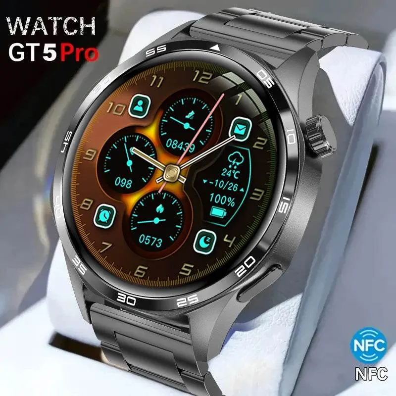 New GPS Smart Watch Men For Huawei Watch GT5 Pro 360*360 HD Screen Bluetooth Call NFC IP68 Waterproof Heart rate Smartwatch