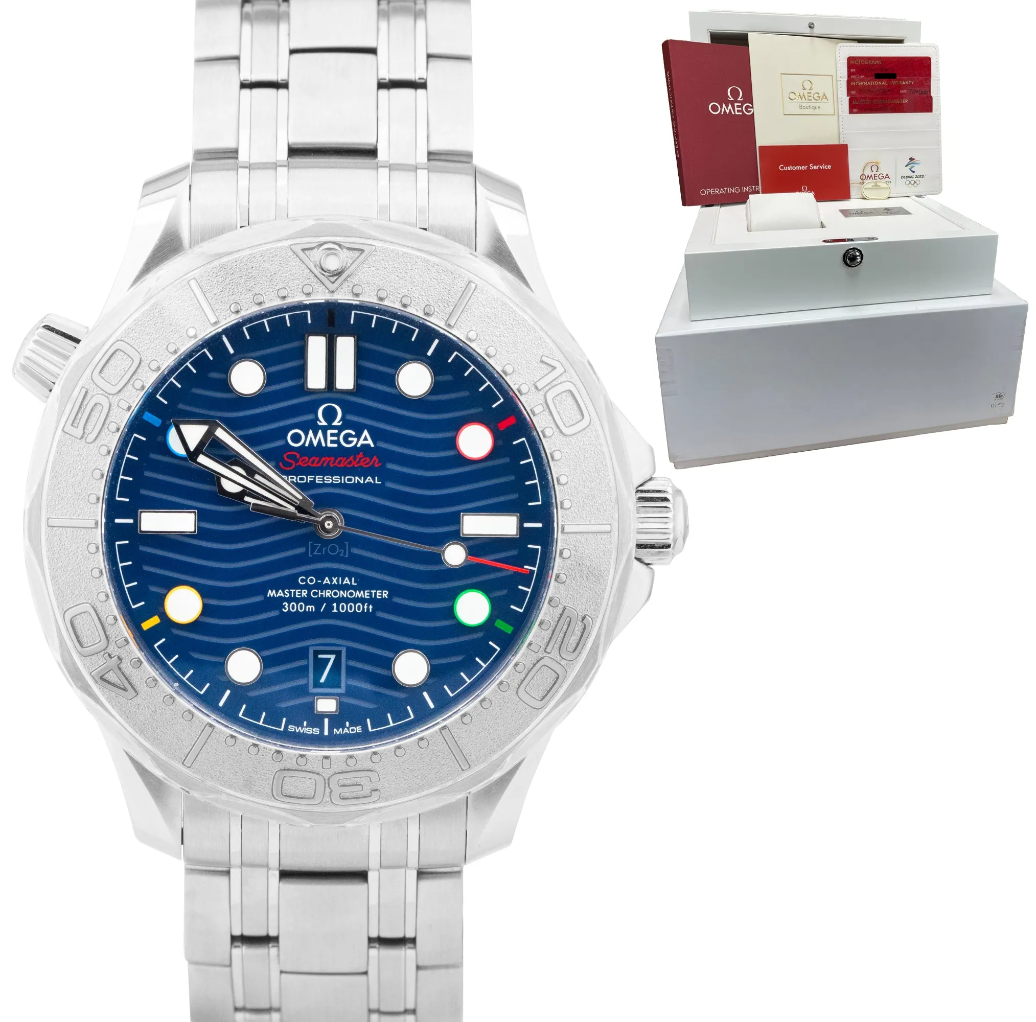 NEW Omega Seamaster Blue Beijing 2022 Stainless 42mm 522.30.42.20.03.001 B P