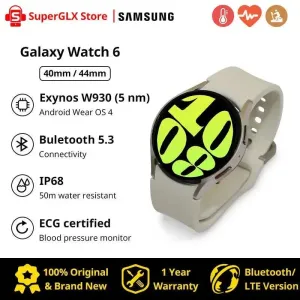 New Samsung Galaxy Watch 6 40mm/44mm Smartwatch Fitness Tracker Heart Monitor Biggest Screen Smart Watch For Galaxy S24 Ultra