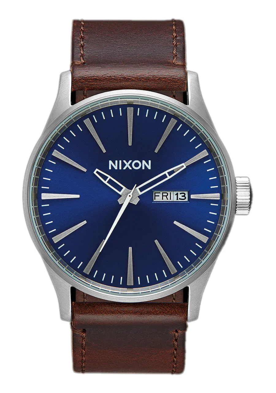 Nixon Sentry Watch Leather Blue and Brown
