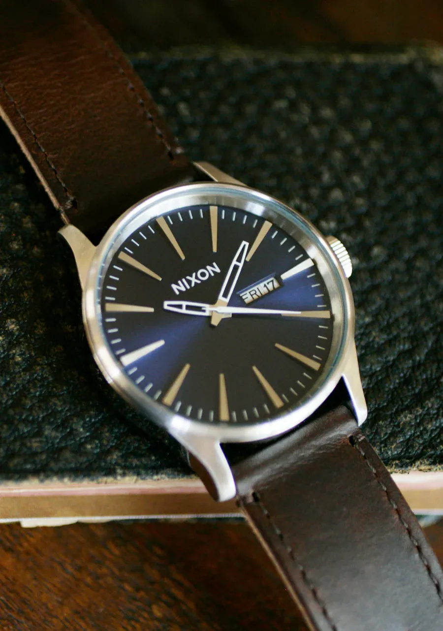 Nixon Sentry Watch Leather Blue and Brown