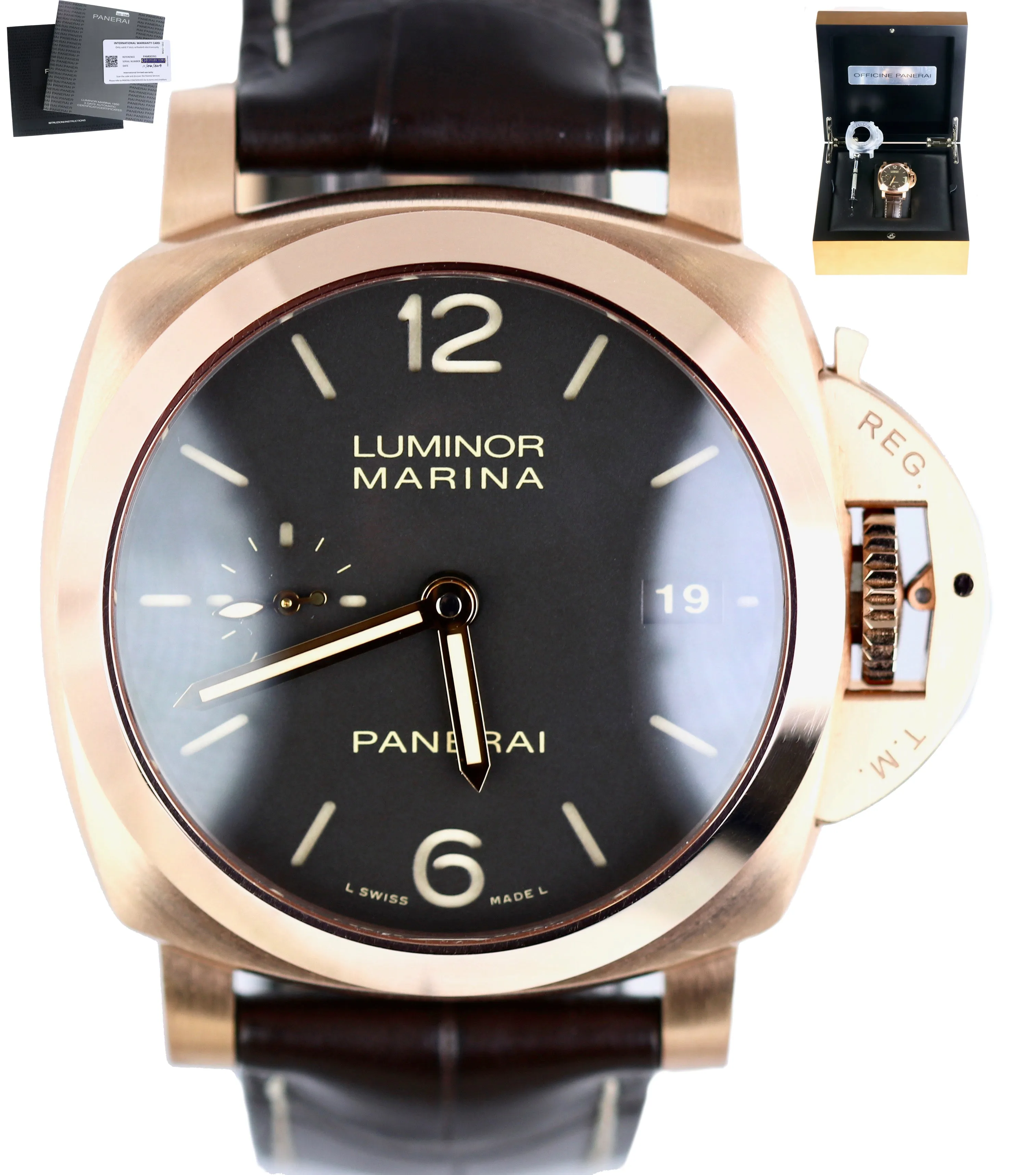NOV 2019 Panerai Luminor Marina 1950 42mm PAM00393 18K Rose Gold Tobacco PAM 393