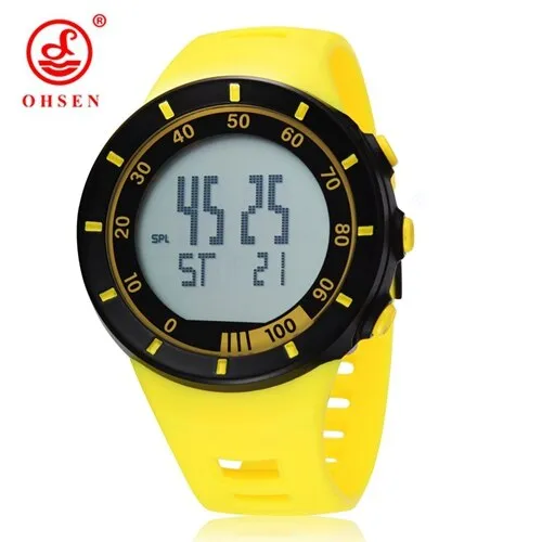 OHSEN Digital LED outdoor Sports Watches men women Stopwatch 50M Waterproof Red fashion silicone watch clocks relogio masculino