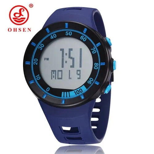 OHSEN Digital LED outdoor Sports Watches men women Stopwatch 50M Waterproof Red fashion silicone watch clocks relogio masculino