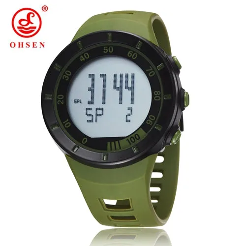 OHSEN Digital LED outdoor Sports Watches men women Stopwatch 50M Waterproof Red fashion silicone watch clocks relogio masculino